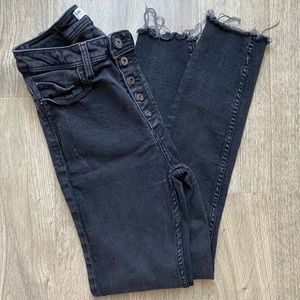 Zara button fly distressed denim jeans